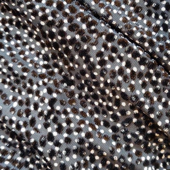 LENON Black Stone Dots Burnout Velvet Surplice Midi 'Rose' Dress sz M Women's - Picture 9 of 13